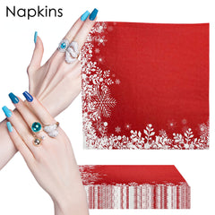 20pcs Christmas Red Snowflake Napkins Ice And Snow Party Decoration