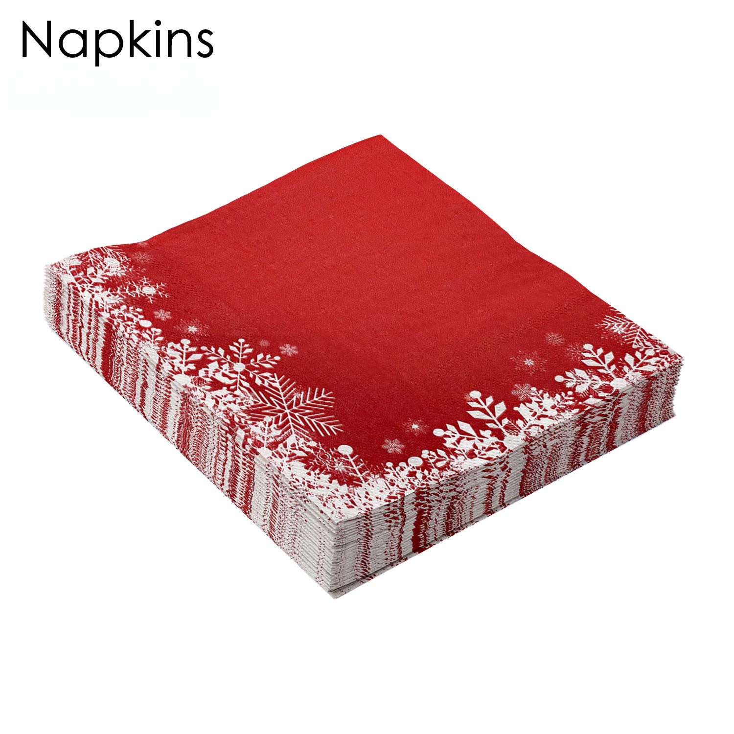 20pcs Christmas Red Snowflake Napkins Ice And Snow Party Decoration