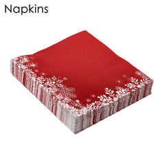 20pcs Christmas Red Snowflake Napkins Ice And Snow Party Decoration