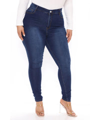 Women's Plus Button Fly High Rise Skinny Jeans