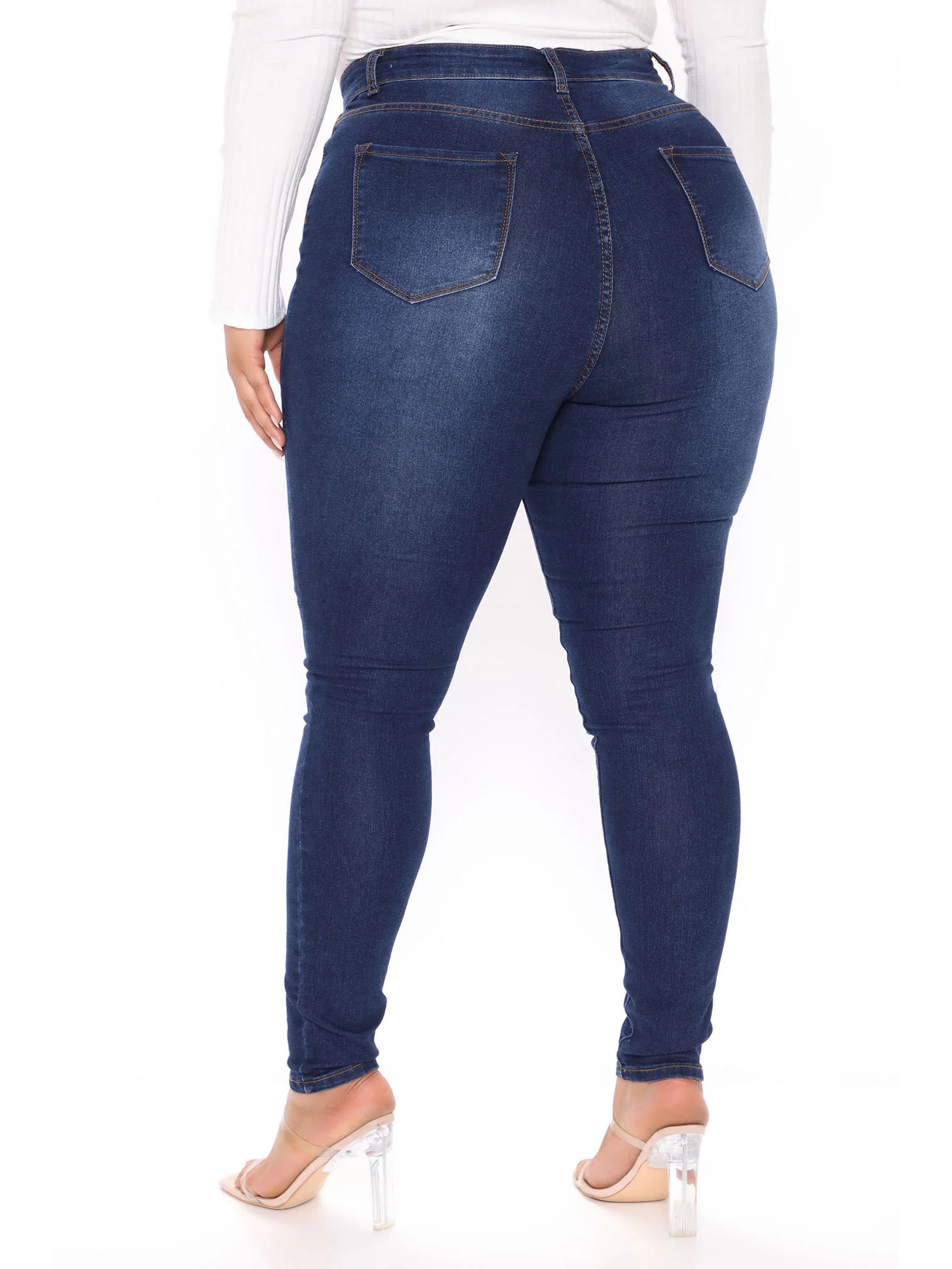 Women's Plus Button Fly High Rise Skinny Jeans