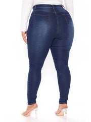 Women's Plus Button Fly High Rise Skinny Jeans