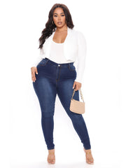 Women's Plus Button Fly High Rise Skinny Jeans