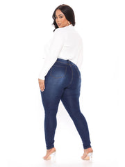 Women's Plus Button Fly High Rise Skinny Jeans