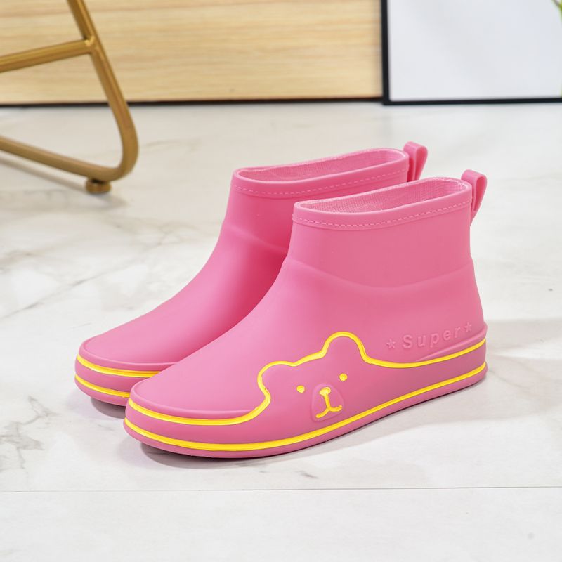 Bear Print PVC Round Toe Waterproof Rain Boots
