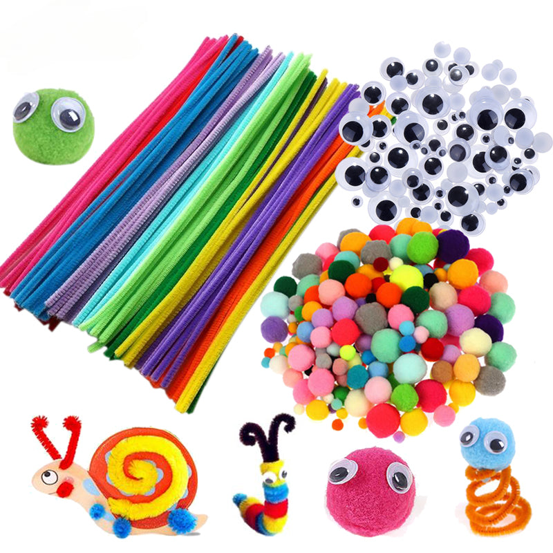 400pcs DIY Plush Toys Set Chenille Stems Sticks With Cartoon Eyes Sticker