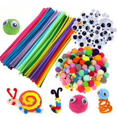 400pcs DIY Plush Toys Set Chenille Stems Sticks With Cartoon Eyes Sticker