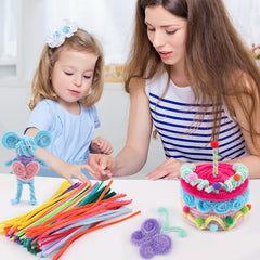400pcs DIY Plush Toys Set Chenille Stems Sticks With Cartoon Eyes Sticker