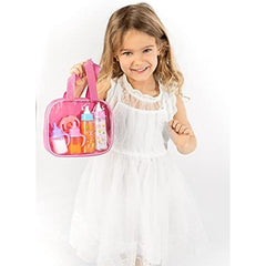 Doll Feeding Set Milk Juice Bottles 2 Pacifiers for Toy Stroller Gift