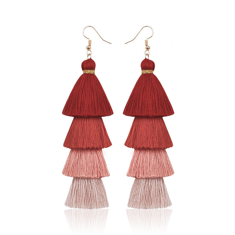 Colorful Tassel Long Earrings Dangle Jewelry Gift For Mum