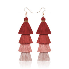 Colorful Tassel Long Earrings Dangle Jewelry Gift For Mum
