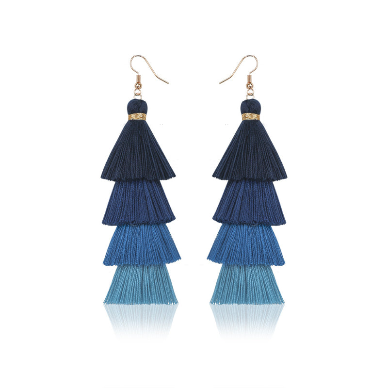Colorful Tassel Long Earrings Dangle Jewelry Gift For Mum