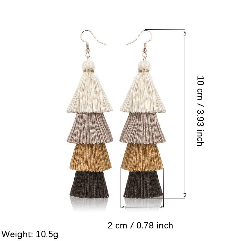 Colorful Tassel Long Earrings Dangle Jewelry Gift For Mum