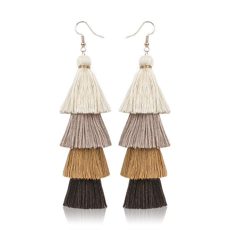Colorful Tassel Long Earrings Dangle Jewelry Gift For Mum