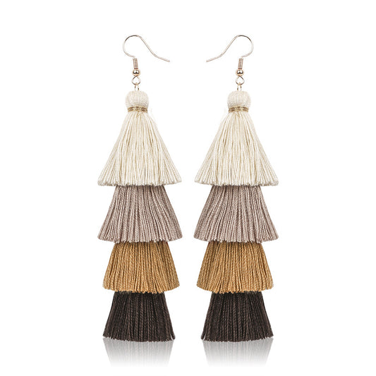 Colorful Tassel Long Earrings Dangle Jewelry Gift For Mum