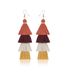 Colorful Tassel Long Earrings Dangle Jewelry Gift For Mum