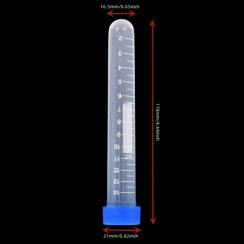 100pcs 10ml 15ml Transparent Test Tube Vials w/ Lids Lab Sample Storage