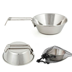 Stainless Steel Folding Bowl Picnic Rice Bowl Barbecue Cup