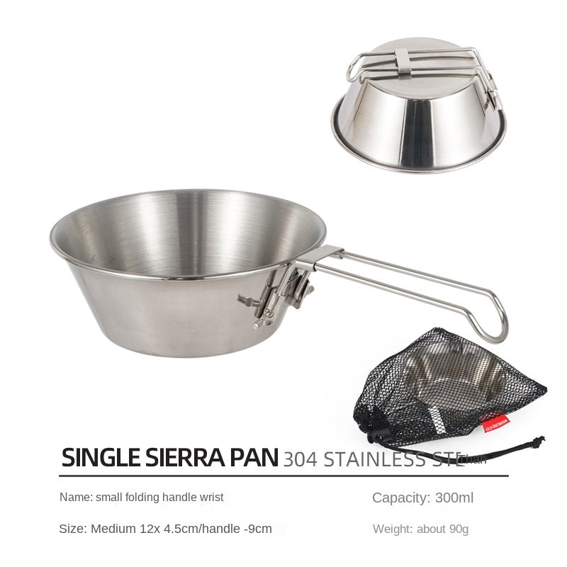 Stainless Steel Folding Bowl Picnic Rice Bowl Barbecue Cup