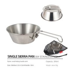 Stainless Steel Folding Bowl Picnic Rice Bowl Barbecue Cup