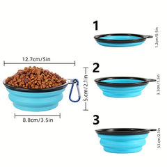 Pet Collapsible Silicone Bowl With Cover - Dog Travel Bowl