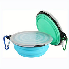 Pet Collapsible Silicone Bowl With Cover - Dog Travel Bowl