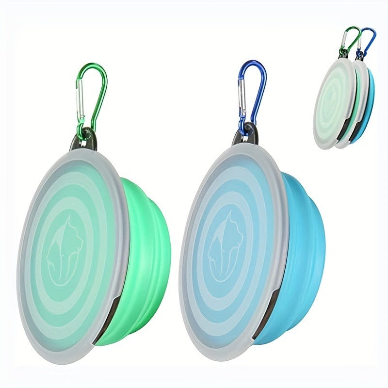 Pet Collapsible Silicone Bowl With Cover - Dog Travel Bowl