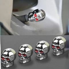 Skull Ghost Head Car Dust Cover Tricolor Eyeball Tire Valve Cap