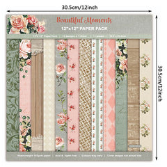 12pcs Retro Light Versatile Base Pattern DIY Scrapbook Paper