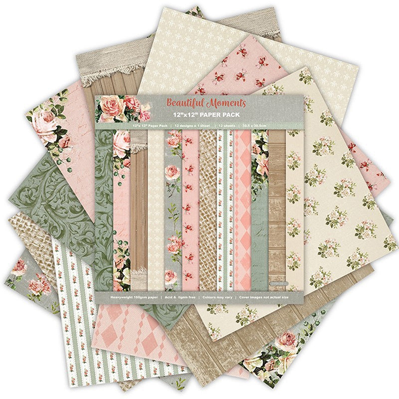 12pcs Retro Light Versatile Base Pattern DIY Scrapbook Paper