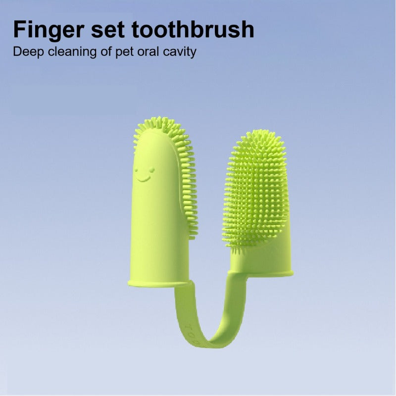 Double Finger Dog Toothbrush Pet Tooth Cleaning Finger Cover