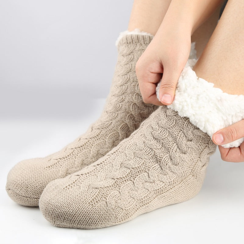 Winter Thickened Warm Plus Velvet Non slip Socks Christmas Gift