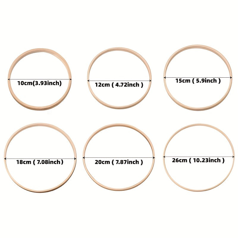 5pcs Wooden DIY Catcher Embroidery Hooded Craft Bamboo Circle Ring
