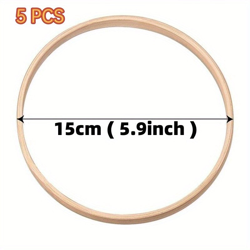 5pcs Wooden DIY Catcher Embroidery Hooded Craft Bamboo Circle Ring