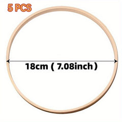 5pcs Wooden DIY Catcher Embroidery Hooded Craft Bamboo Circle Ring
