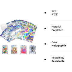 Rainbow Holographic Ziplock Bags 10x15 in