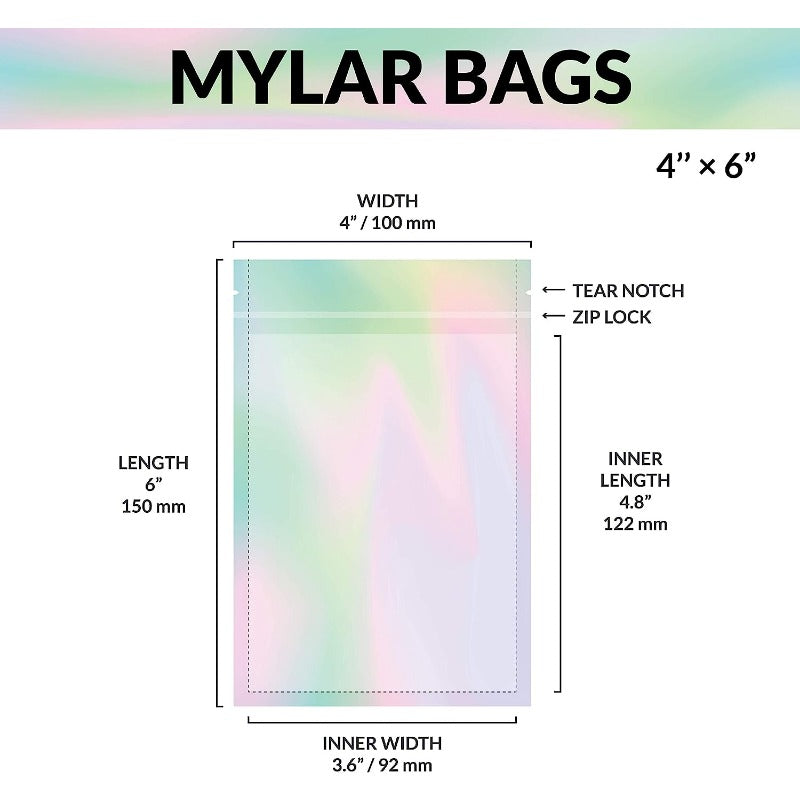 Rainbow Holographic Ziplock Bags 10x15 in