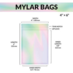 Rainbow Holographic Ziplock Bags 10x15 in