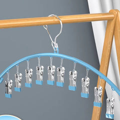1pc 10 Clips Stainless Steel Sock Drying Rack