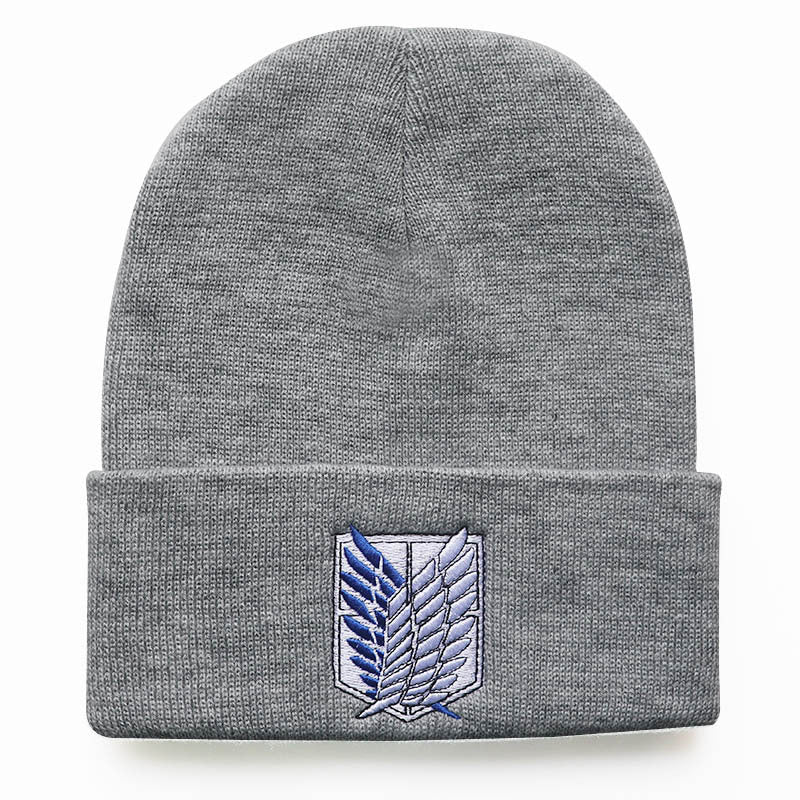 Anime Angel Wings Embroidery Knitted Hat Cartoon Beanie Warm Pullover Hat