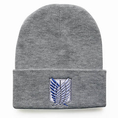 Anime Angel Wings Embroidery Knitted Hat Cartoon Beanie Warm Pullover Hat