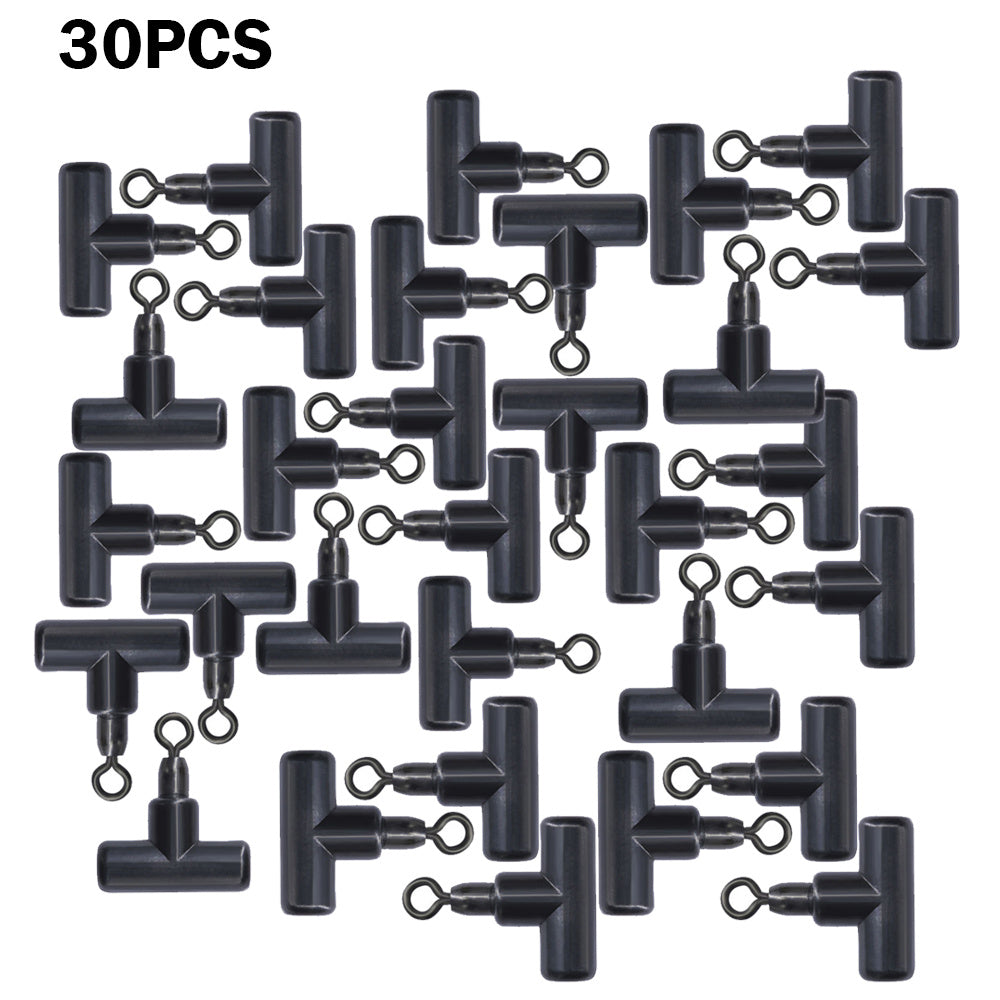 30pcs T Swivel Ring Fishing Rig Clip Hook Connector Carp Fishing Accessories