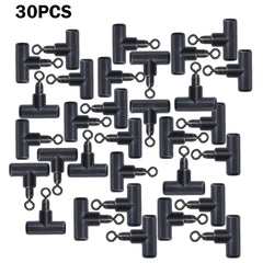 30pcs T Swivel Ring Fishing Rig Clip Hook Connector Carp Fishing Accessories