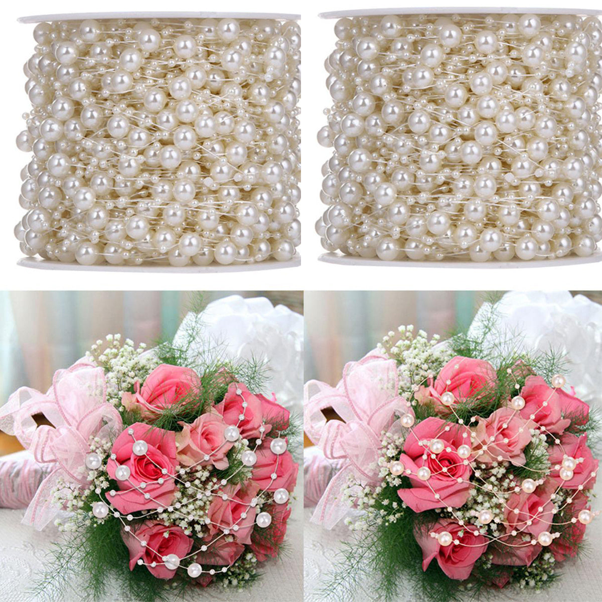 5m Fishing Line Pearl Ribbons Wedding Bouquets Material