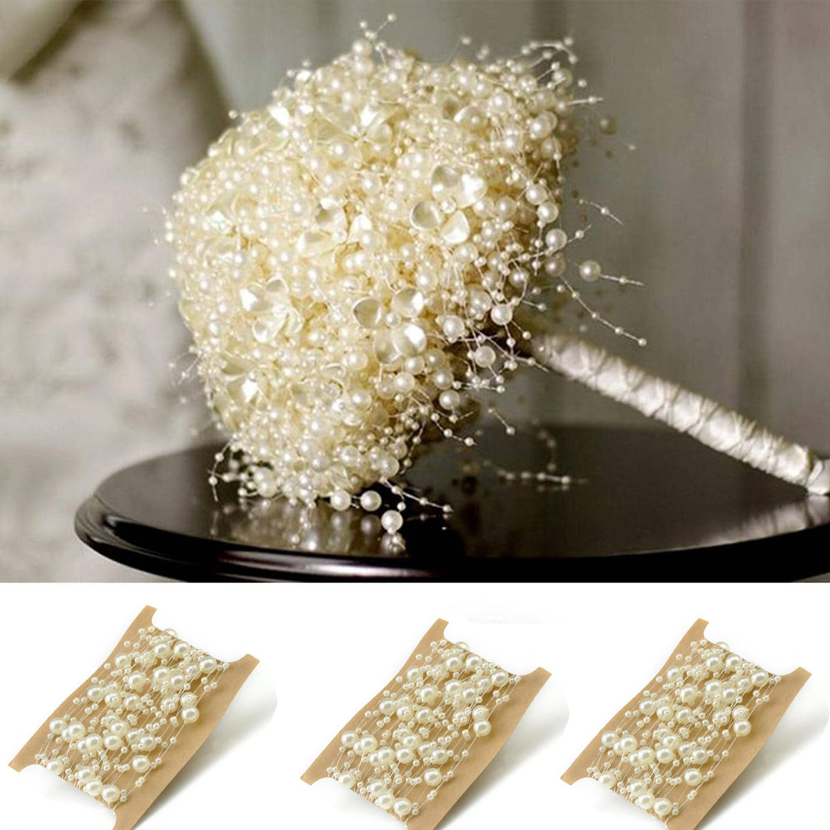 5m Fishing Line Pearl Ribbons Wedding Bouquets Material
