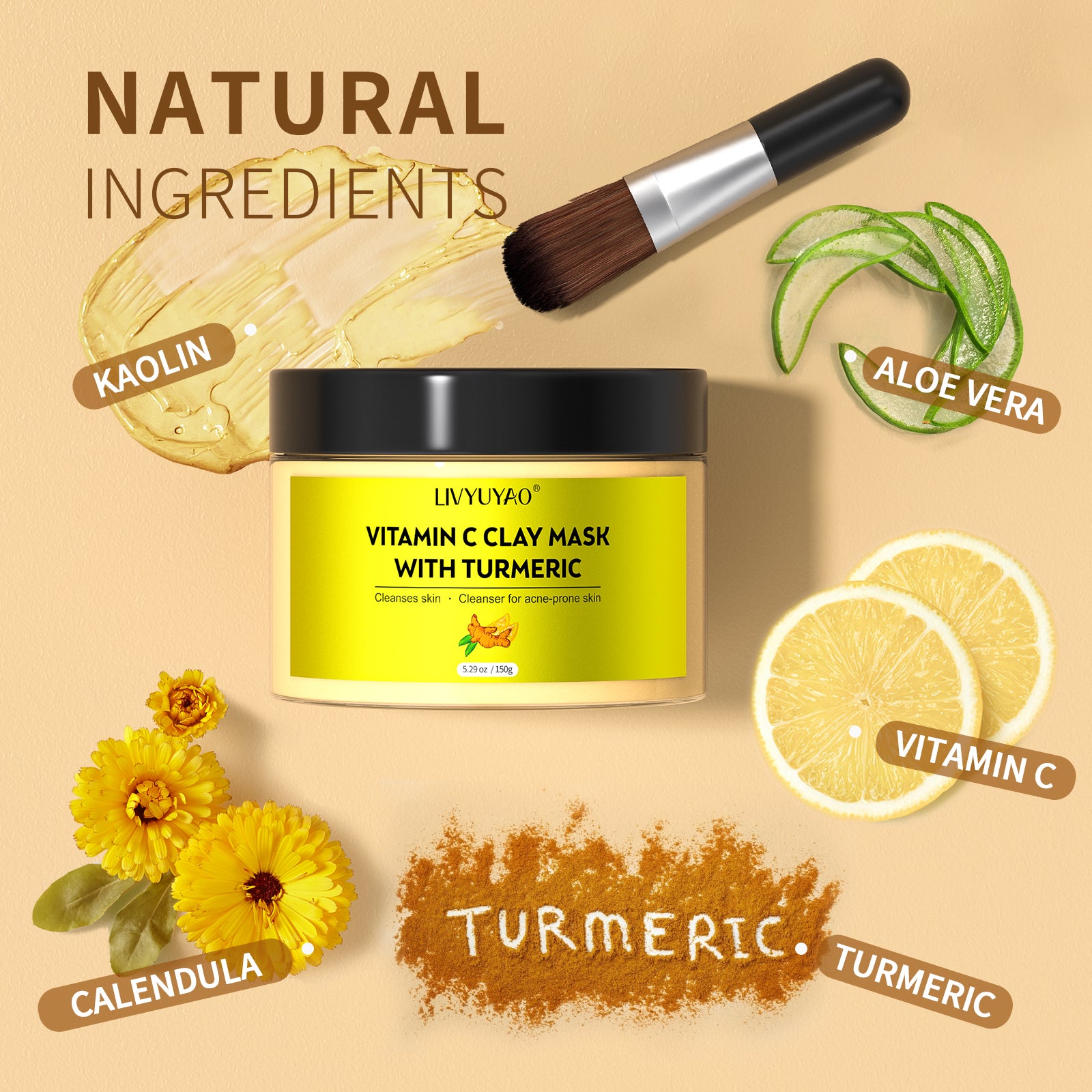 Vitamin C Turmeric Clay Mask for Skin Care