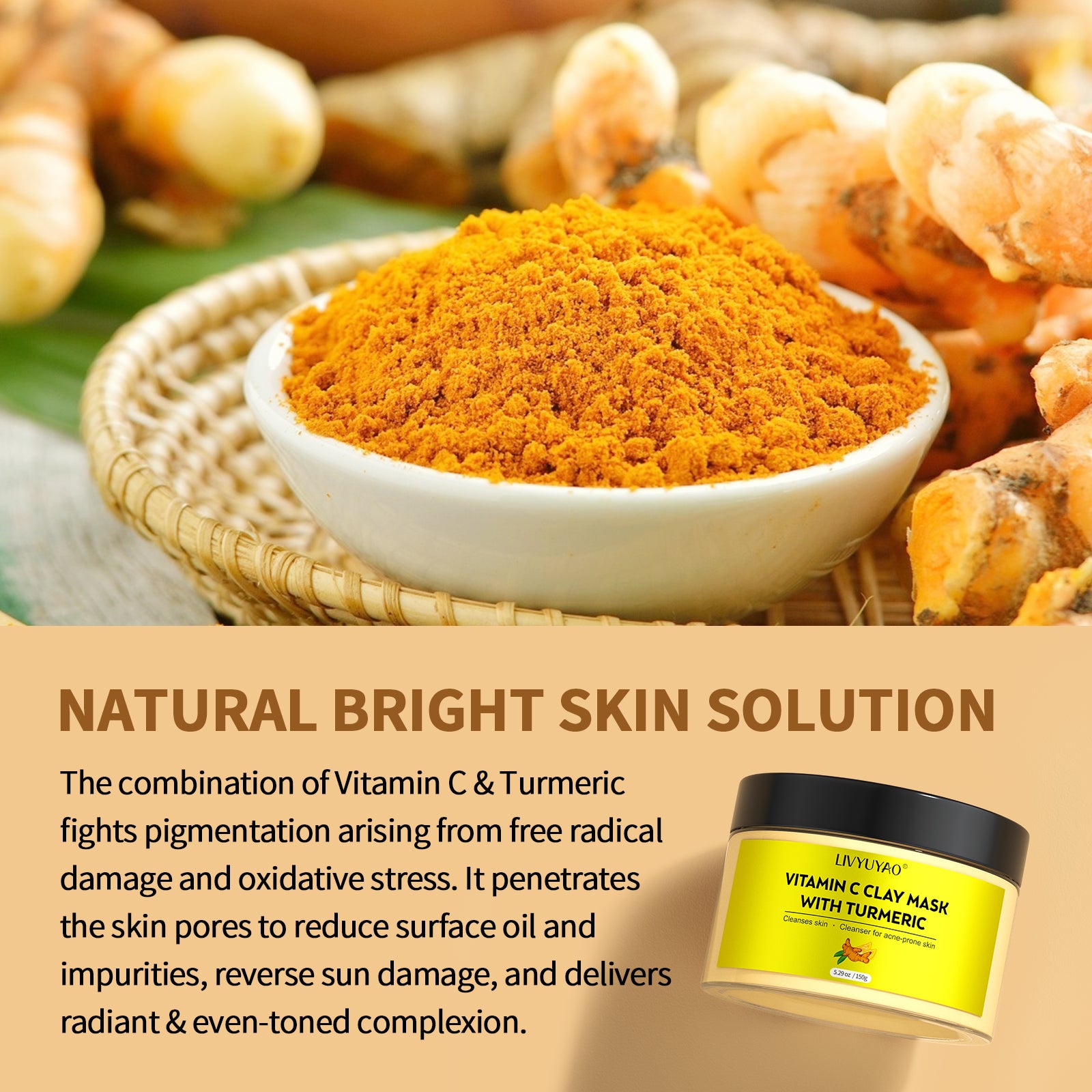 Vitamin C Turmeric Clay Mask for Skin Care