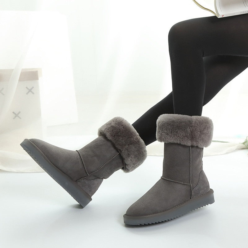 Mid Calf Round Toe Platform Snow Boots Thermal Lightweight Slip On