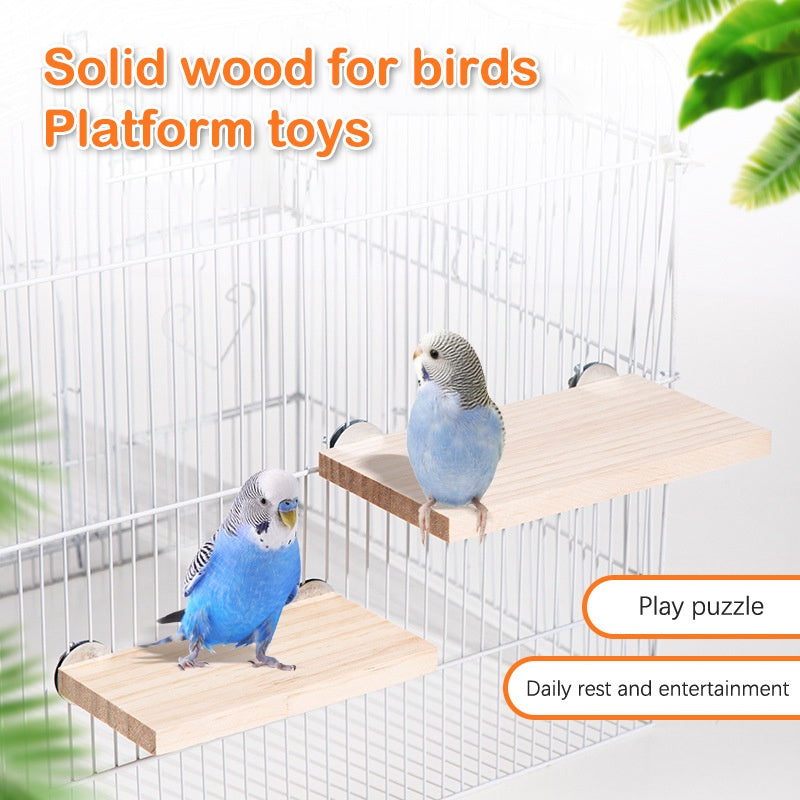Solid Wood Parrot Bird Perch Stand Platform Shelf Board For Budgie Parakeet Cock