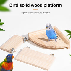 Solid Wood Parrot Bird Perch Stand Platform Shelf Board For Budgie Parakeet Cock
